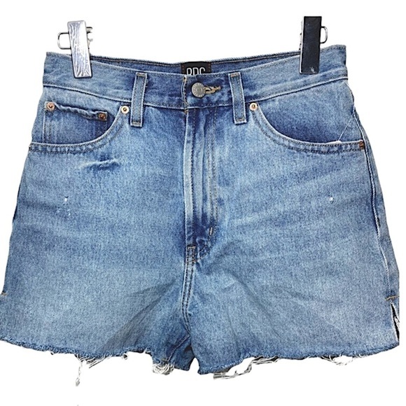 BDG Cut Off Jean Short Sz 26 Blue Distressed High Rise Denim Urban Outfitters - Picture 2 of 11